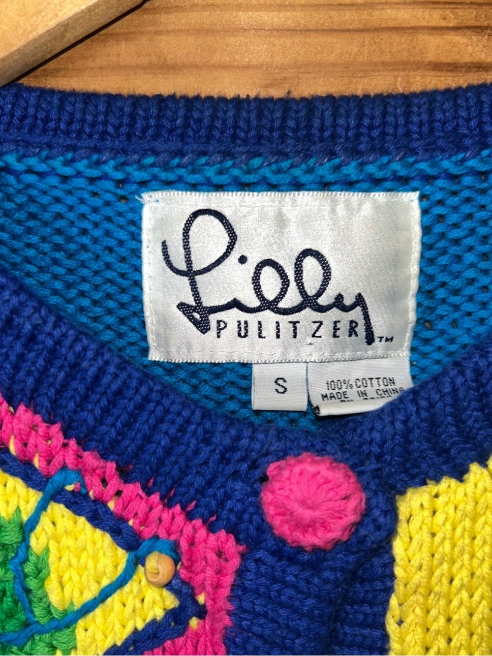 Lilly Pulitzer Vibrant Butterfly Colorblock Cardigan - Vintage 1980/90s - Picture 3 of 9